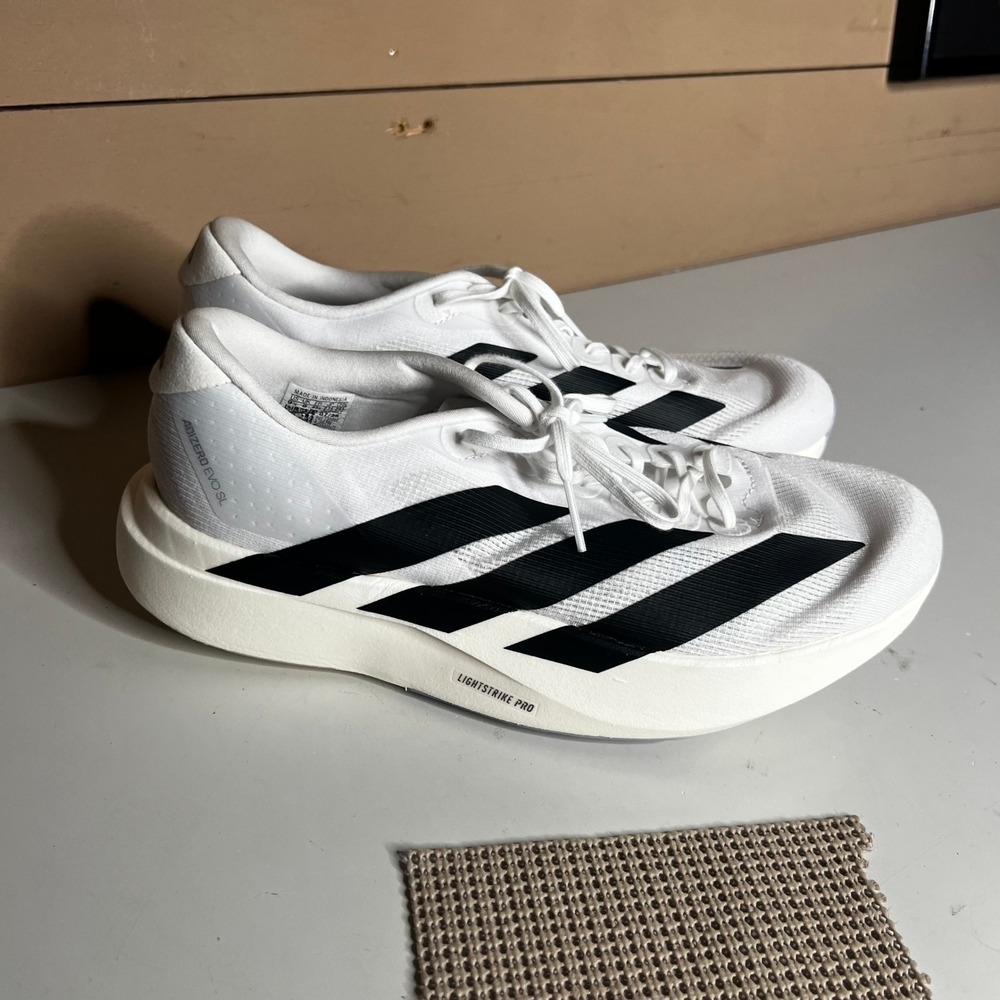 Adidas Adizero Evo SL White Black Lightstrike Pro Running Shoes JH6206 Mens 9.5